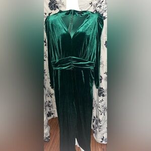 Eloquii Green Velvet Jumpsuit